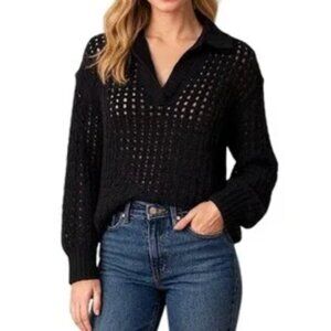 LOFT chunky open-weave collared sweater